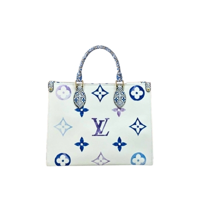 LV BY THE POOL ON THE GO PM TOTE BAG BLUE 34CM
