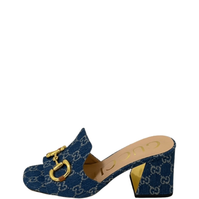 SANDAL GG WOMEN'S SLIDE MONOGRAM SANDAL WITH HORSEBIT BLUE