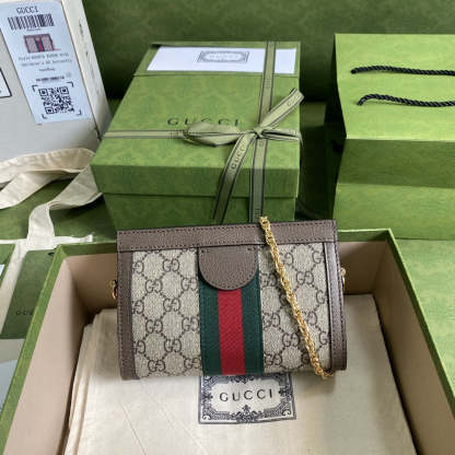 gg Ophidia Mini Shoulder Bag Beige/Ebony gg Supreme Canvas Green And Red Web Detail Brown For Women 7.5in/19cm gg 602676 K05NB 8745