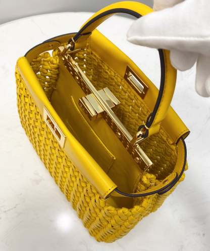 FI Peekaboo Mini Yellow Braided Bag For Woman 18cm/7in