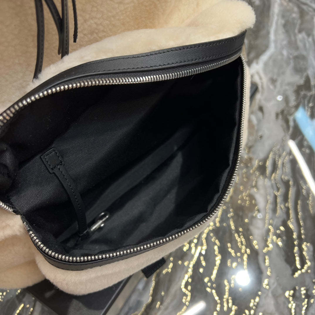 YSSL Fleece Backpack Beige For Women, Women’s Bags 16.1in/41cm YSL