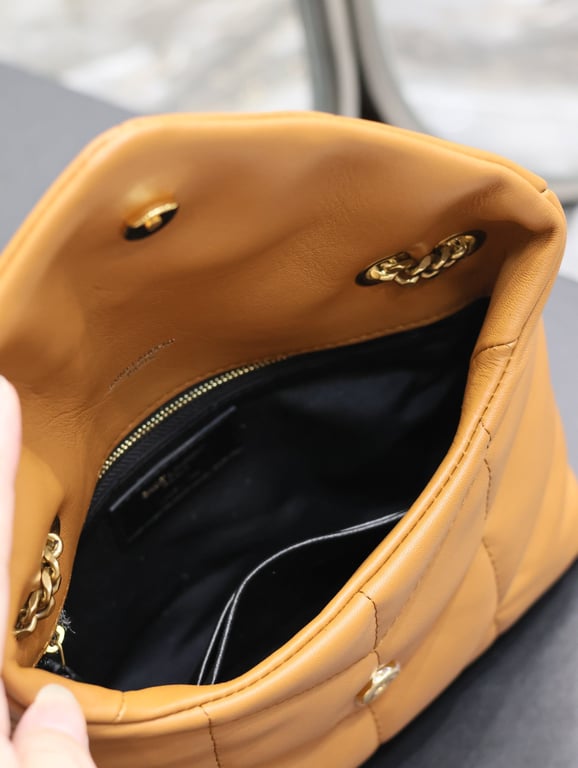 SAINT LAURENT LOULOU SMALL BROWN QUILTED LEATHER SHOULDER BAG 23CM HIGH QUALITY