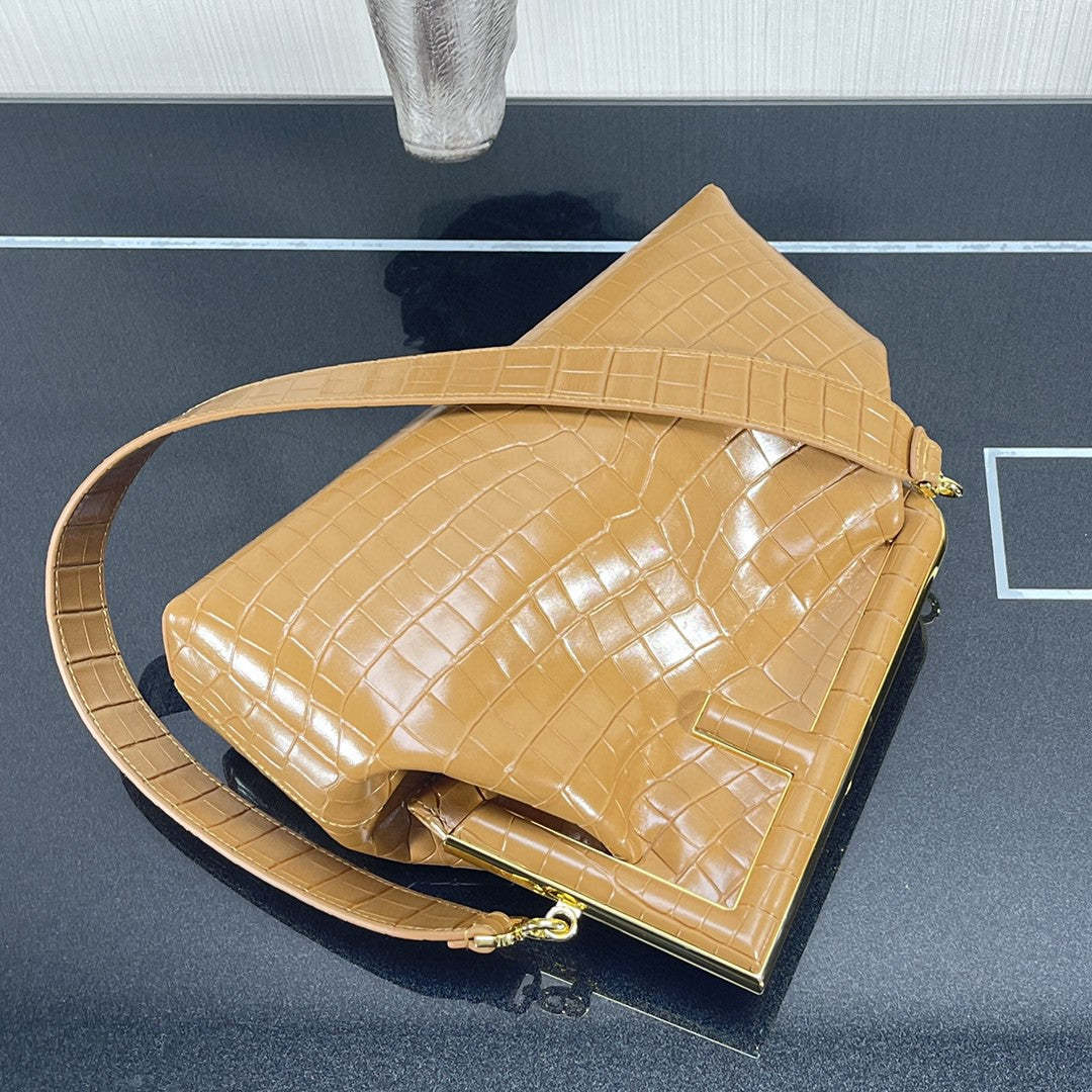 FI First Medium Brown Crocodile Bag For Woman 32.5cm/13in
