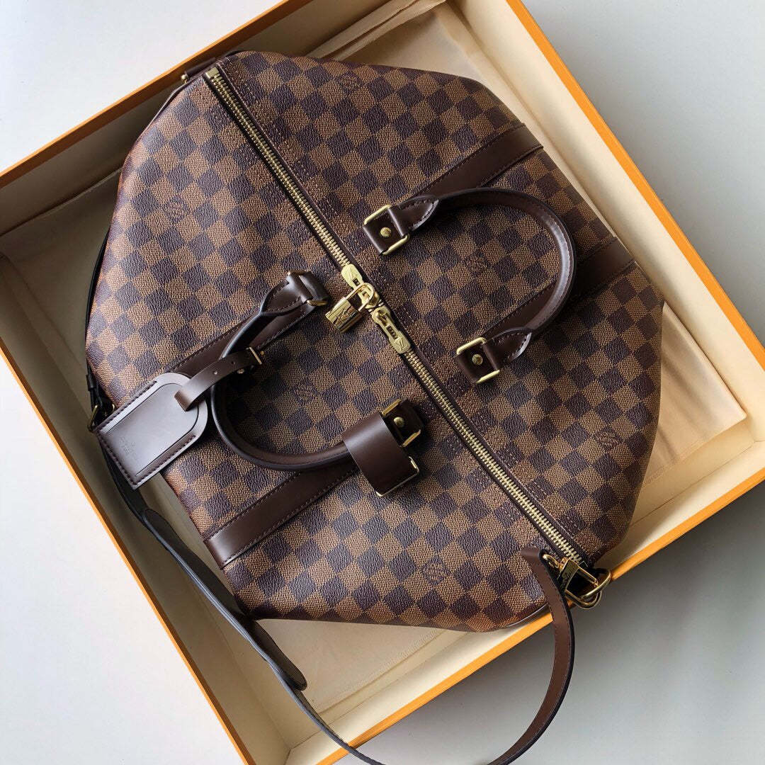 LV Keepall Bandoulière 45 Damier Ebene Canvas For Women, WoBags 17.7in/45cm LV N41428
