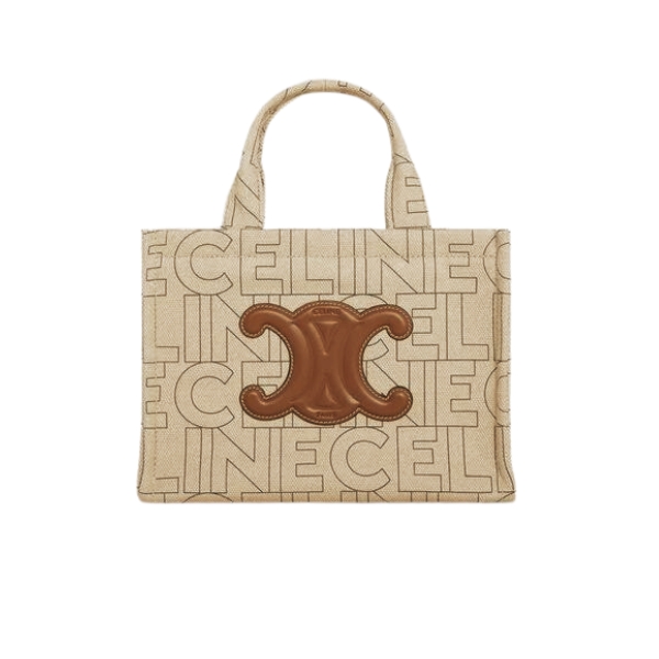 CE SMALL CABAS THAIS IN TEXTILE WITH ALL-OVER PRINT NATURAL TAN 25CM