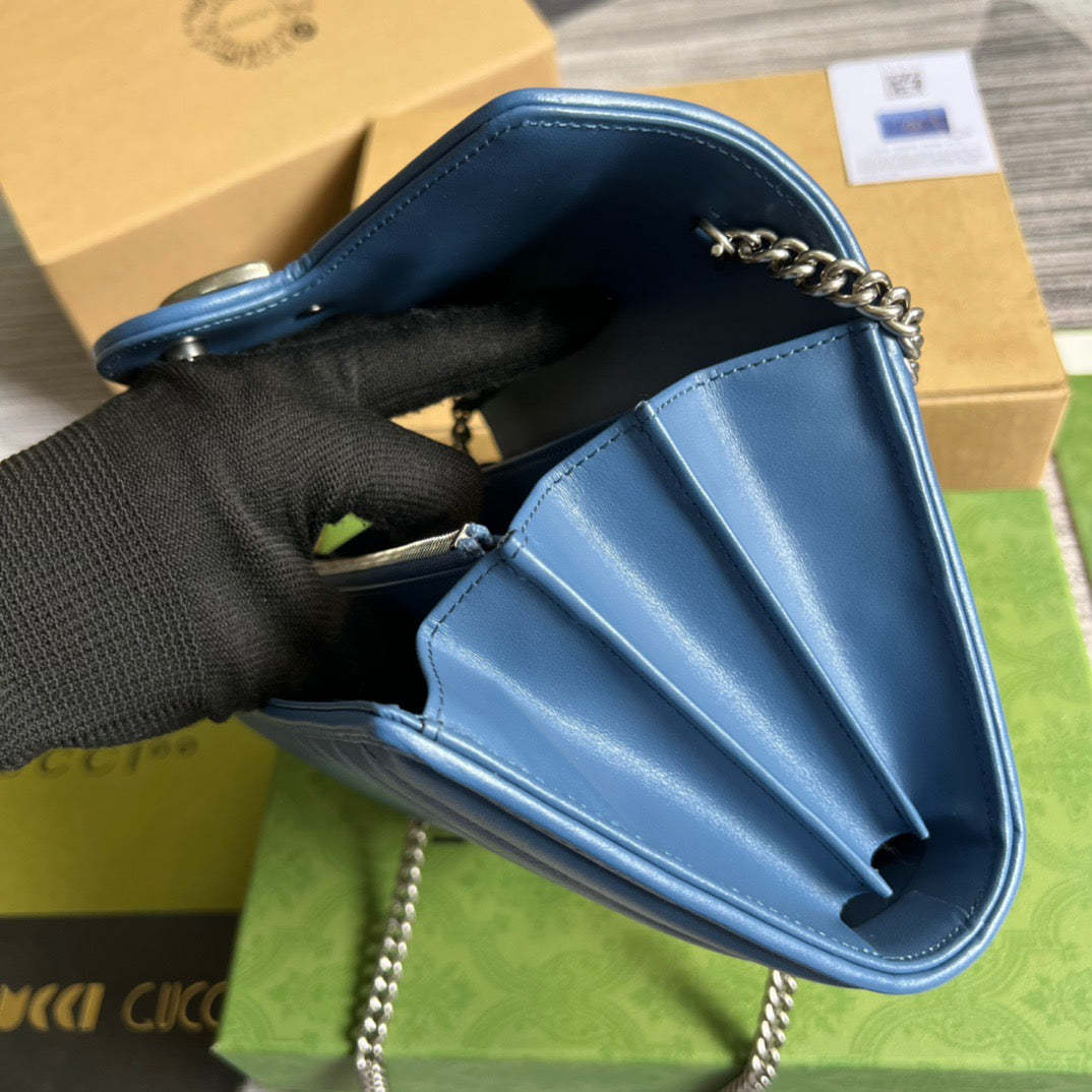 gg Marmont Super Mini Bag Blue For Women, Women’s Bags 6.2in/17cm gg 476433 DTD5F 4340