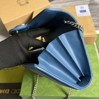 gg Marmont Super Mini Bag Blue For Women, Women’s Bags 6.2in/17cm gg 476433 DTD5F 4340