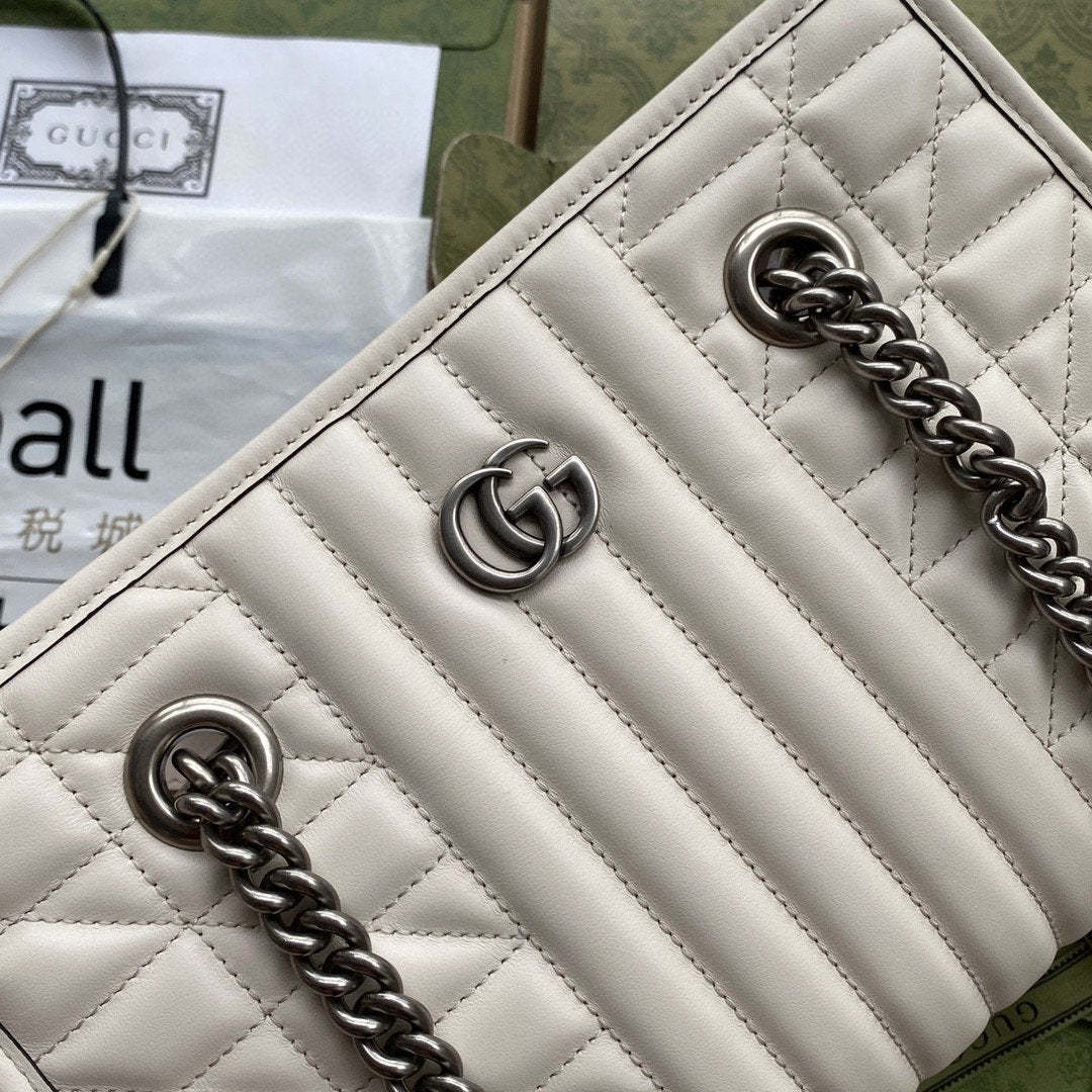 gg Marmont Small Tote Bag White Matelasses For Women 10.4in/26.5cm gg