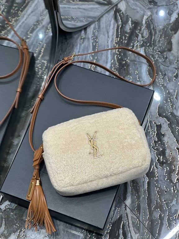 SAINT LAURENT LOU CAMERA BAG IN MERINO SHEARLING BEIGE HIGH QUALITY