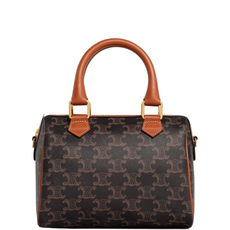 CE  SMALL BOSTON CUIR TRIOMPHE IN TRIOMPHE CANVAS AND CALFSKIN TAN