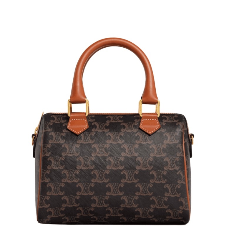 CE  SMALL BOSTON CUIR TRIOMPHE IN TRIOMPHE CANVAS AND CALFSKIN TAN