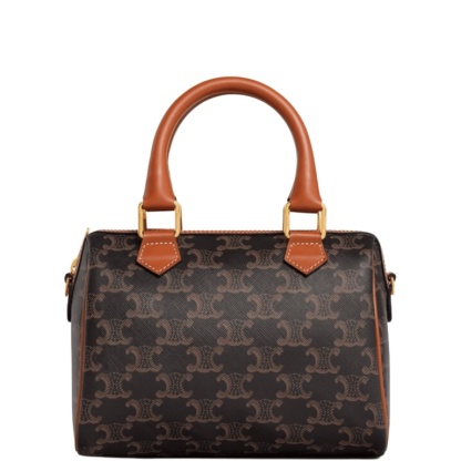 CE  SMALL BOSTON CUIR TRIOMPHE IN TRIOMPHE CANVAS AND CALFSKIN TAN