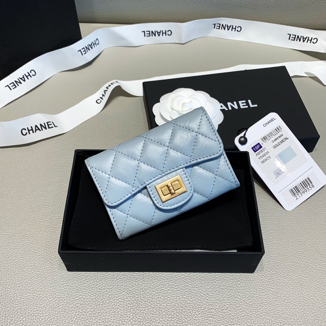 CHL 2.55 FLAP CARD HOLDER LIGHT BLUE WALLET
