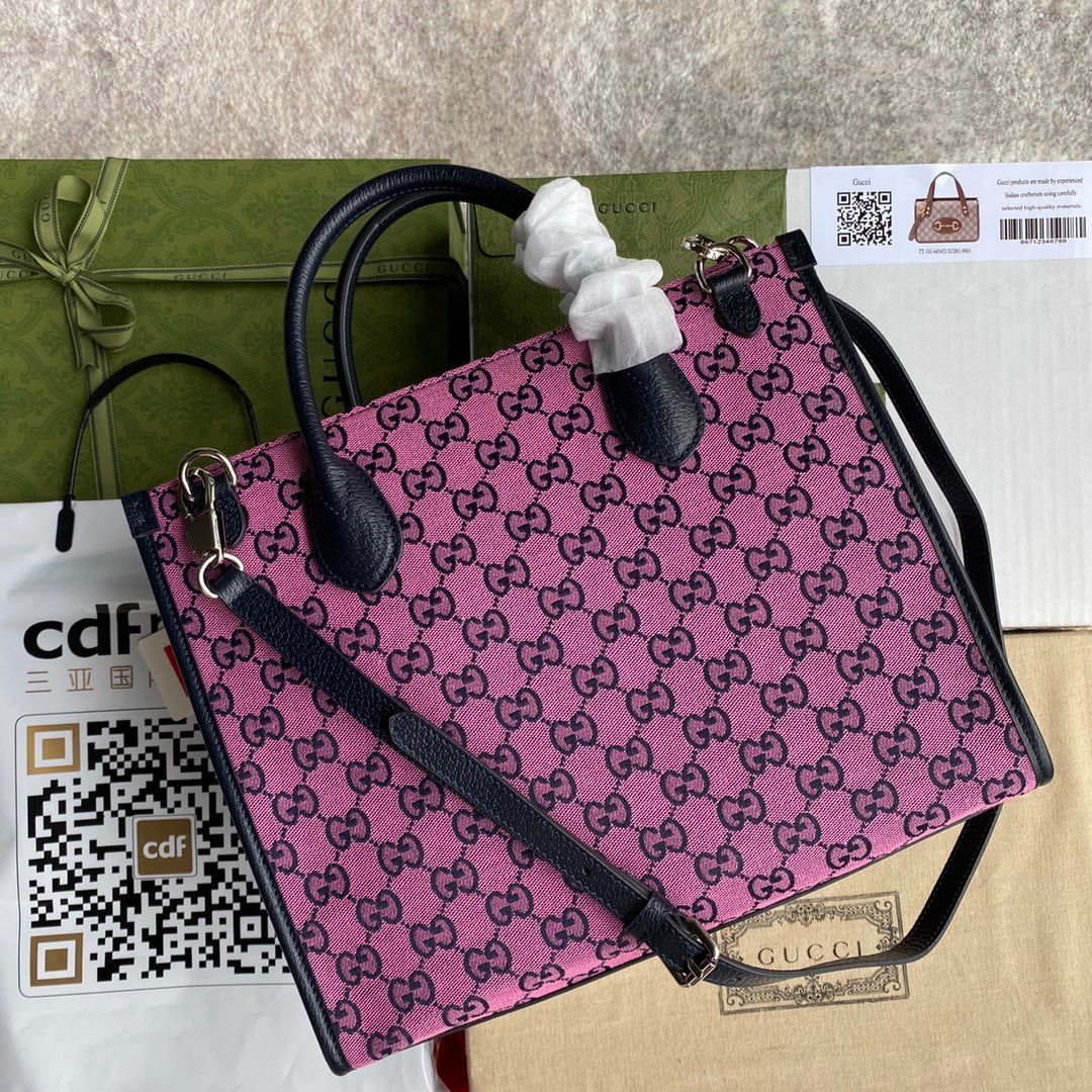 gg Small Tote Bag With Interlocking G In Pink And Blue gg Canvas For Women 12in/31cm gg