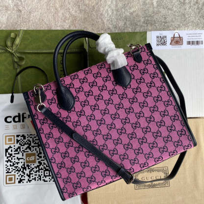 gg Small Tote Bag With Interlocking G In Pink And Blue gg Canvas For Women 12in/31cm gg