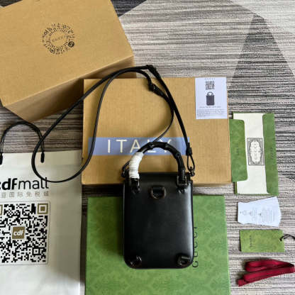 gg Bamboo Mini Handbag Black For Women, Women&#8217;s Bags 6.2in/16cm gg