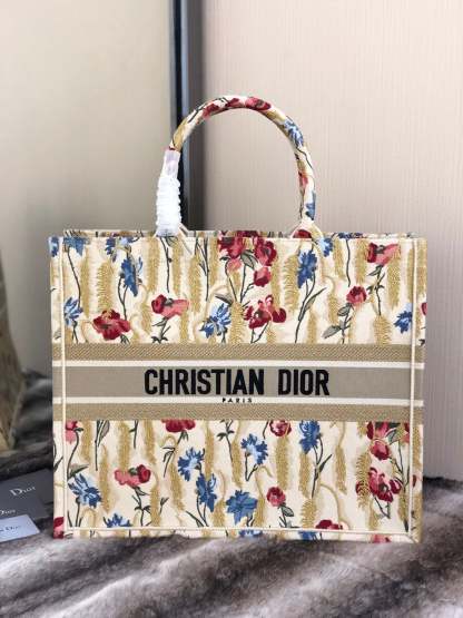 DI Large Book Tote White Multicolor, For Women, Women’s Handbags 16.5in/42cm CD