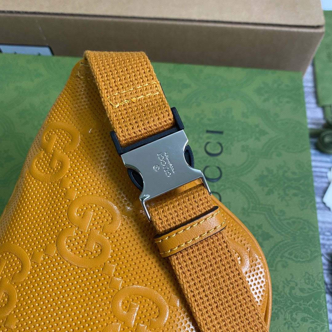 gg Embossed Belt Bag Yellow gg Embossed For Men  9.1in/23cm gg 