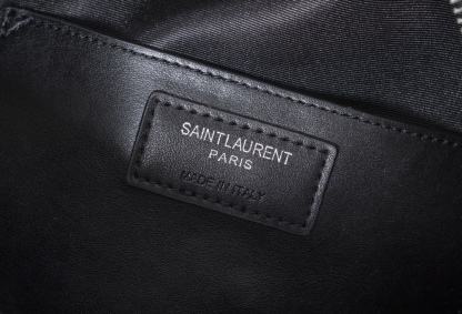 YSL LOU CAMERA BAG IN QUILTED BLACK SILVER LEATHER 23CM 612544DV7041000