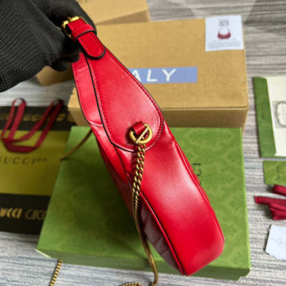 gg Marmont Half Moon Shaped Mini Bag Red For Women, Women&#8217;s Bags 8.5in/22cm gg