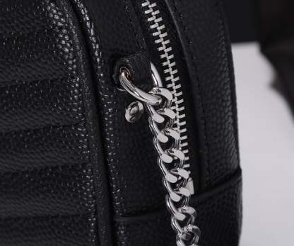 SAINT LAURENT LOU CAMERA BAG IN QUILTED NOIR LEATHER BLACK 18CM