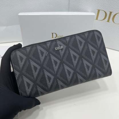 dir ZIPPED LONG WALLET BLACK CD DIAMOND CANVAS 19.5CM 2ESBC252DCO H43E