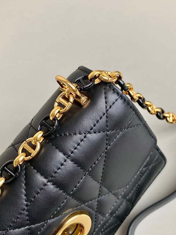 DIR MISS CARO MINI BAG BLACK MACROCANNAGE LAMBSKIN 17CM