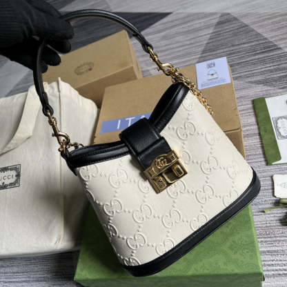 gg Small gg Shoulder Bag White Debossed For Women 9.8in/25cm 675788 gg UD9AX 9099
