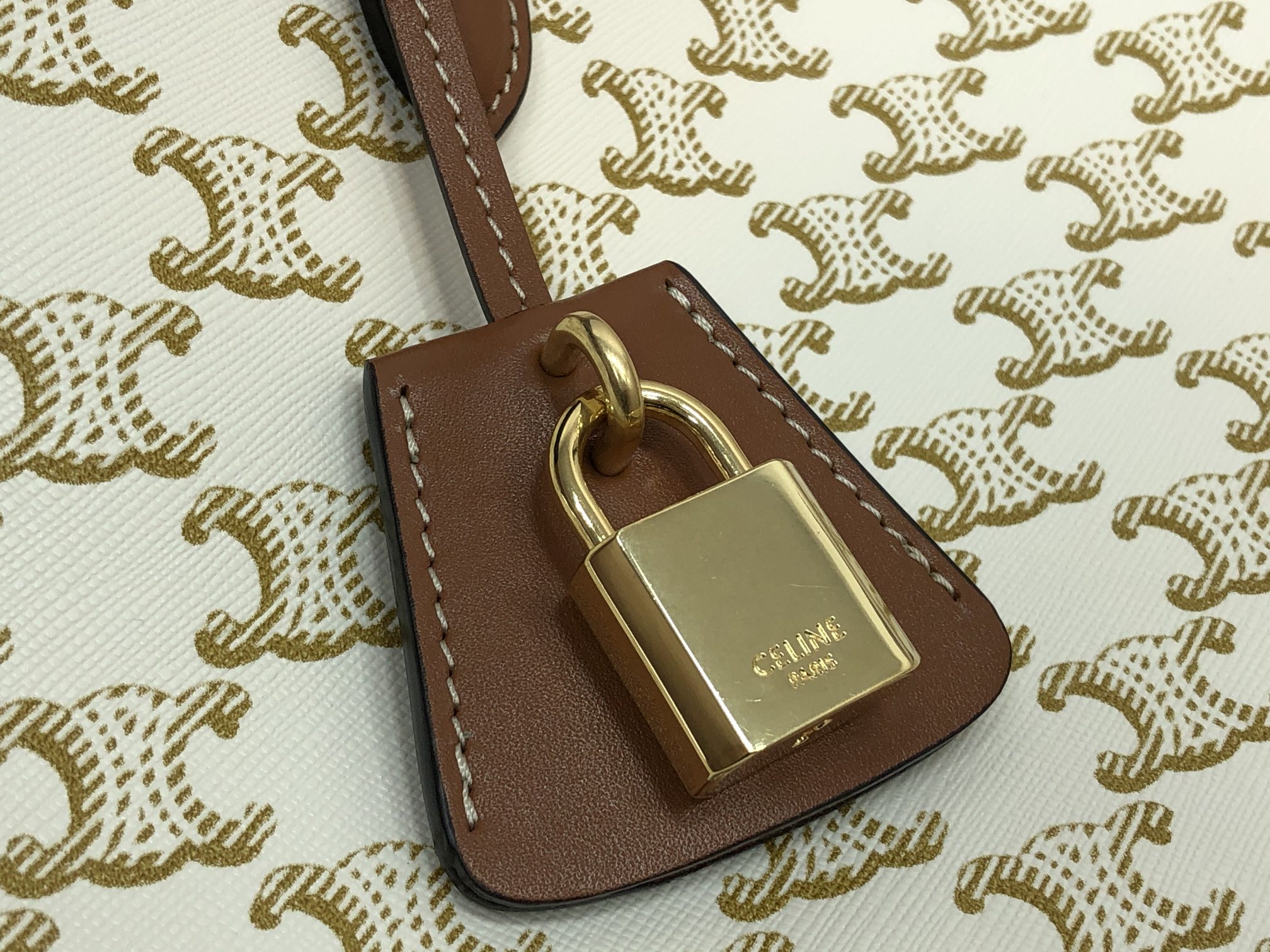 CE MINI HORIZONTAL CABAS IN TRIOMPHE CANVAS AND CALFSKIN WHITE 199742BZJ01BC