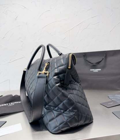 SAINT LAURENT GIANT TRAVEL BAG IN QUILTED LEATHER BLACK 55CM