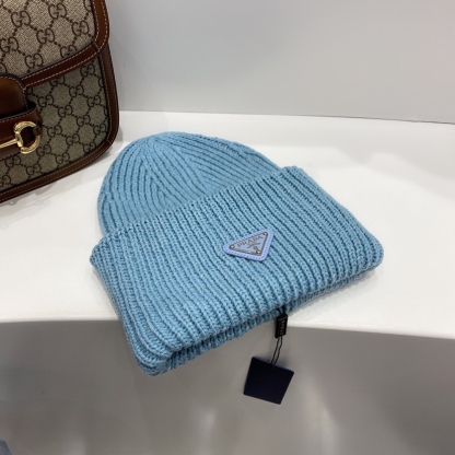 PD WOOL AND CASHMERE BEANIE SLIVER BLUE