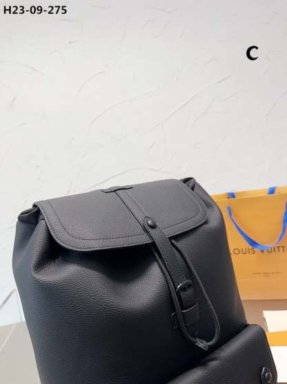 LUV CHRISTOPHER SLIM BACKPACK RUCKSACK TAURILLON LEATHER BLACK 40CM M58644