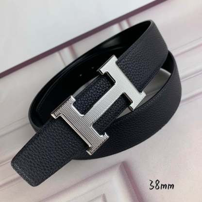 HM BELT TOGO SWIFT SILUVER BUCKLE BLACK 38MM