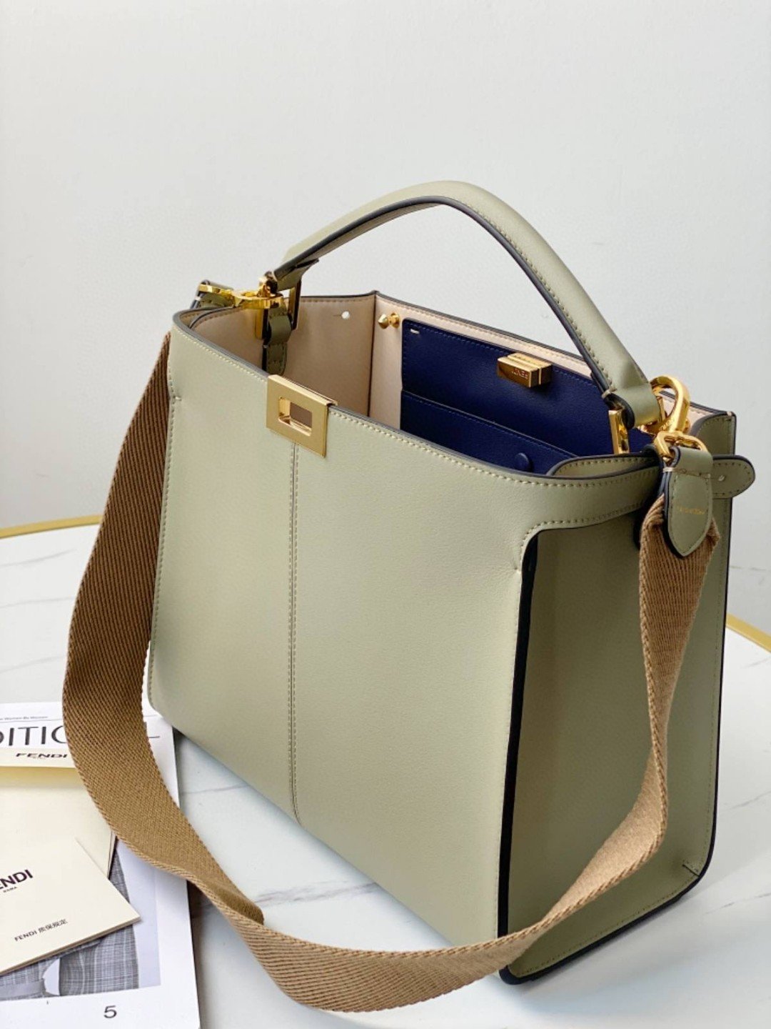 FI Peekaboo X-Lite Tote Medium Beige Bag For Woman 30cm/12in