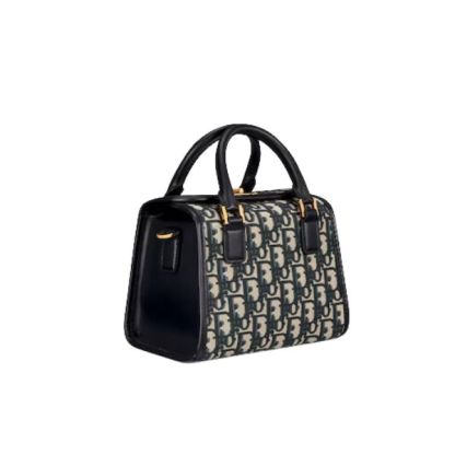 DOR SMALL BOSTON BAG BLUE OBLIQUE EMBROIDERY 20CM M8671UZAXM928