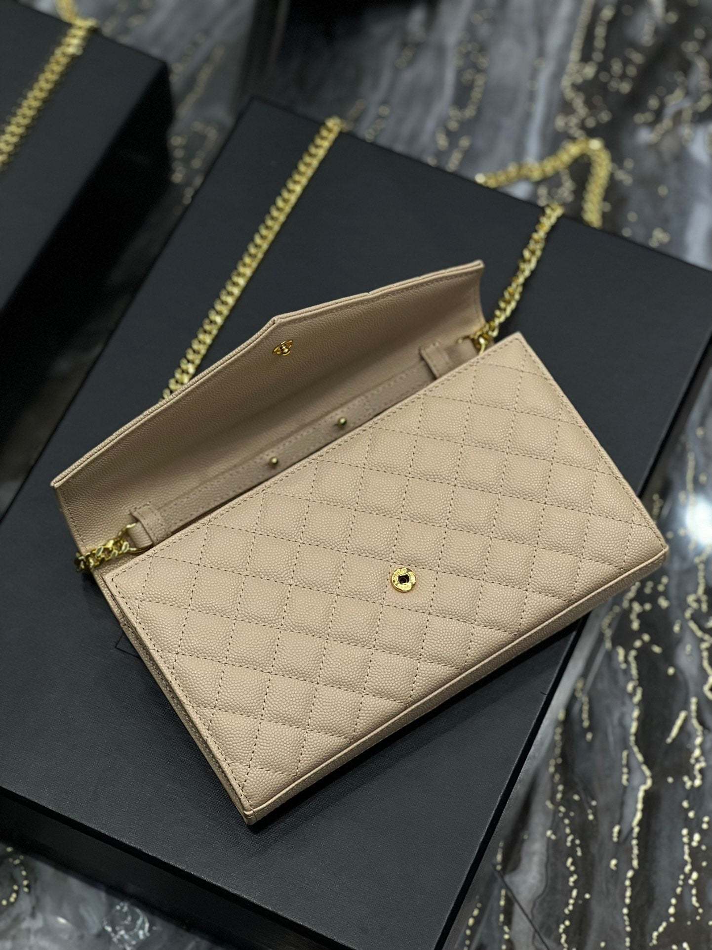 YSSL Envelope Small Chain Bag Beige For Women, Women’s Bags 8.6in/22cm YSL