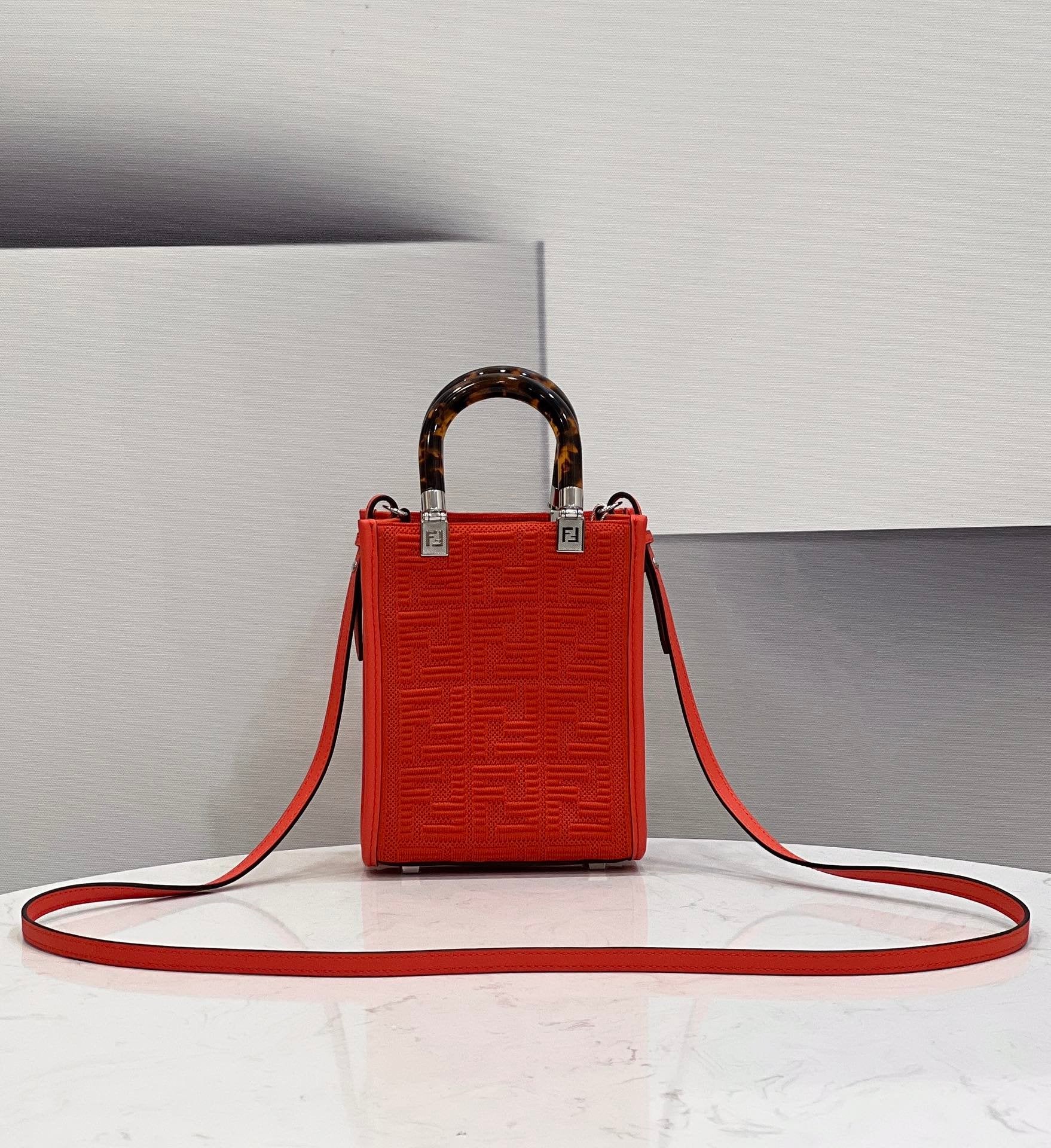 FI Mini Sunshine Shopper Red For Women, Women’s Handbags, Shoulder And CrossBody Bags 7.1in/18cm FF 8BS051