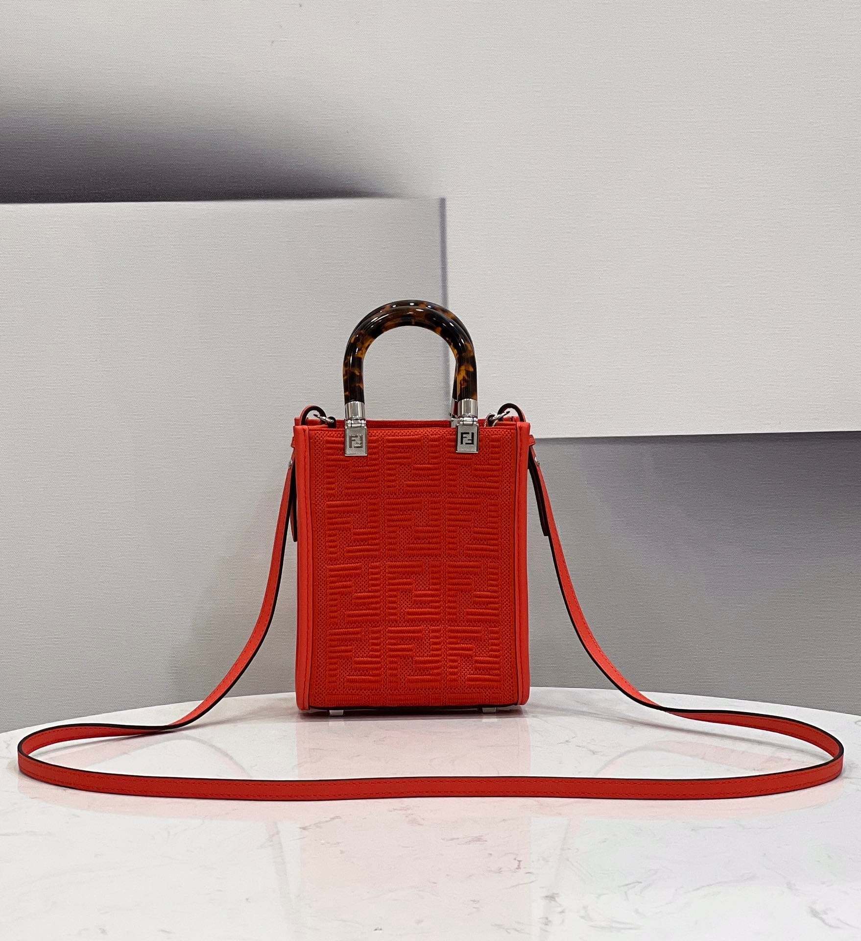 FI Mini Sunshine Shopper Red For Women, Women’s Handbags, Shoulder And CrossBody Bags 7.1in/18cm FF 8BS051