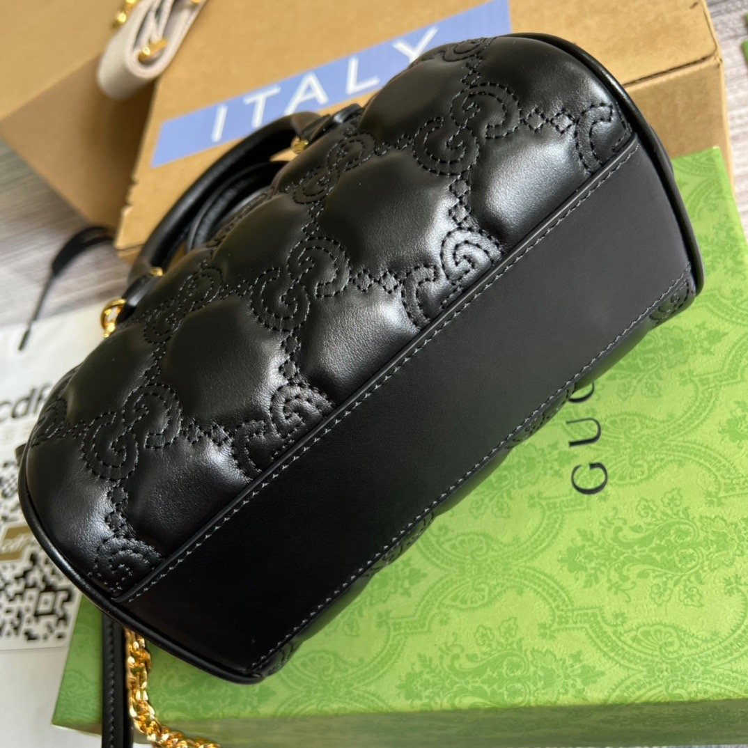 gg Matelasse Top Handle Bag Black For Women, Women&#8217;s Bags 7.5in/19cm gg ‎702251 UM8HG 1046