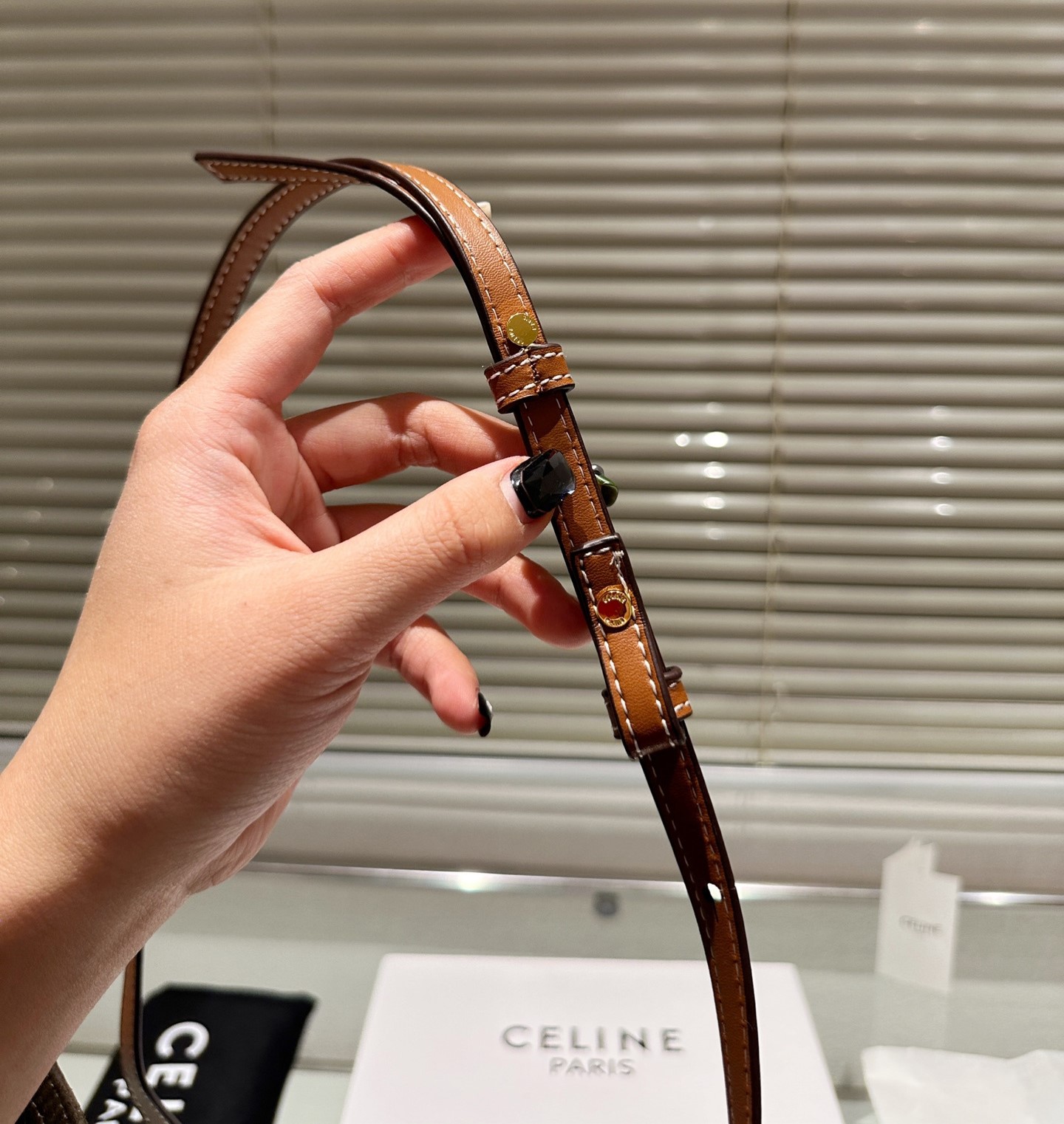 CE WALLET ON STRAP IN TRIOMPHE CANVAS AND SMOOTH LAMBSKIN TAN 20CM