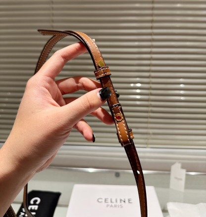 CE WALLET ON STRAP IN TRIOMPHE CANVAS AND SMOOTH LAMBSKIN TAN 20CM