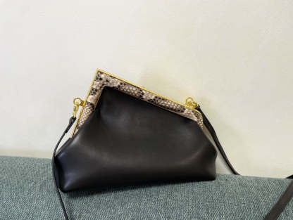 FI First Small Black with python Bag For Woman 26cm/10in 8BP129AGWRF1G5K
