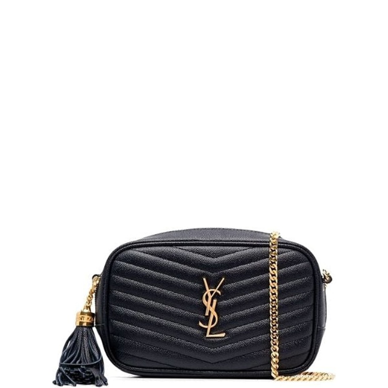 SAINT LAURENT LOU CAMERA BAG IN QUILTED LEATHER GOLD HARDWARE BLACK 18CM