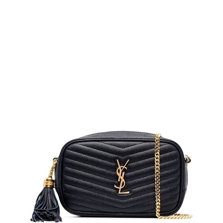 SAINT LAURENT LOU CAMERA BAG IN QUILTED LEATHER GOLD HARDWARE BLACK 18CM