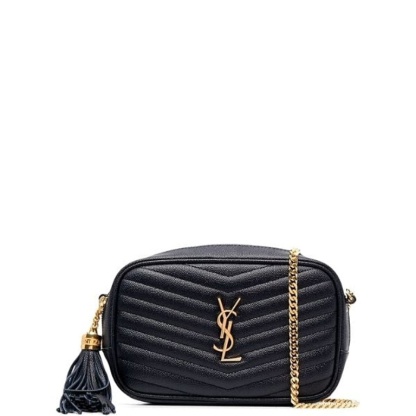 SAINT LAURENT LOU CAMERA BAG IN QUILTED LEATHER GOLD HARDWARE BLACK 18CM