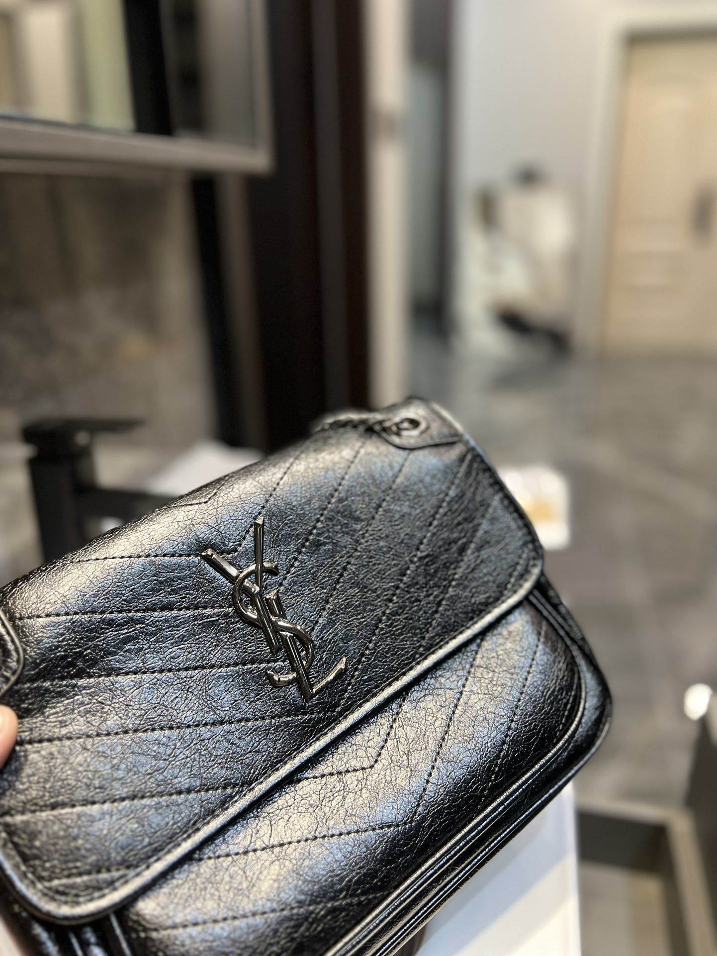 YSL NIKI BABY CHAIN BAG IN BLACK LAMBSKIN 6331601EL071000