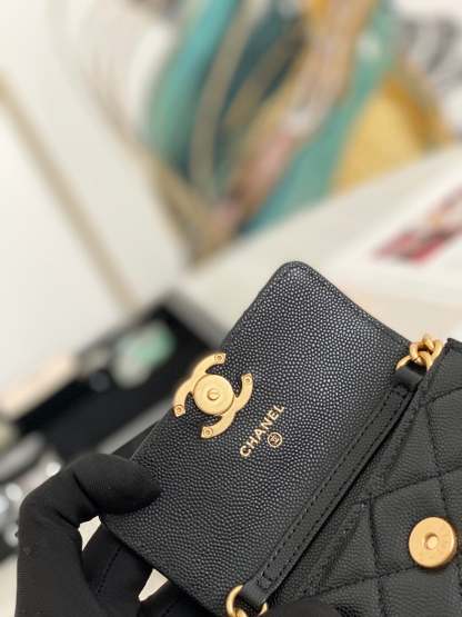 ChanelMini Flap Bag Gold Toned Hardware Black For Women 4.7in/12cm