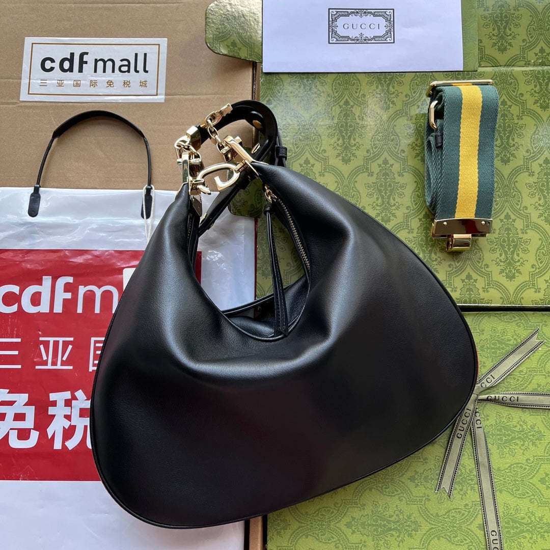 gg Atache Large Shoulder Bag Black For Women, Women&#8217;s Bags 13.8in/35cm gg‎ ‎702823 UXWBG 1037