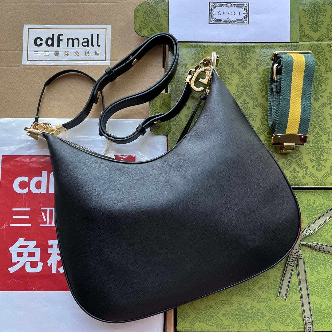 gg Atache Large Shoulder Bag Black For Women, Women&#8217;s Bags 13.8in/35cm gg‎ ‎702823 UXWBG 1037