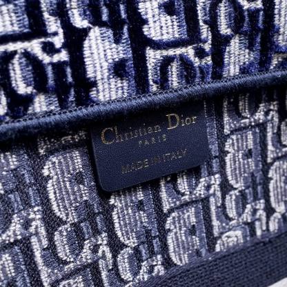DO1286 Book Tote big size 36.5cm 41.5cm Oblique Embroidery blue white-2